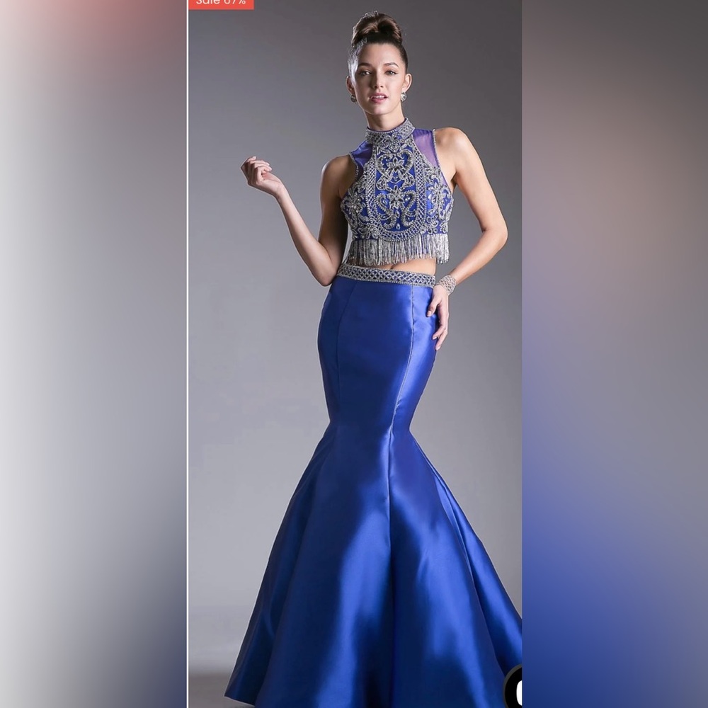 Cinderella Divine 84016 Beaded Bodice 2 Piece Mermaid Gown T-Back